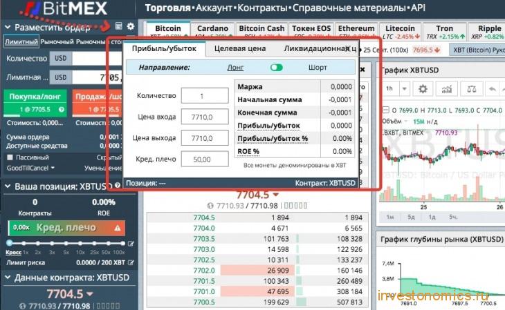 Калькулятор доходности Bitmex