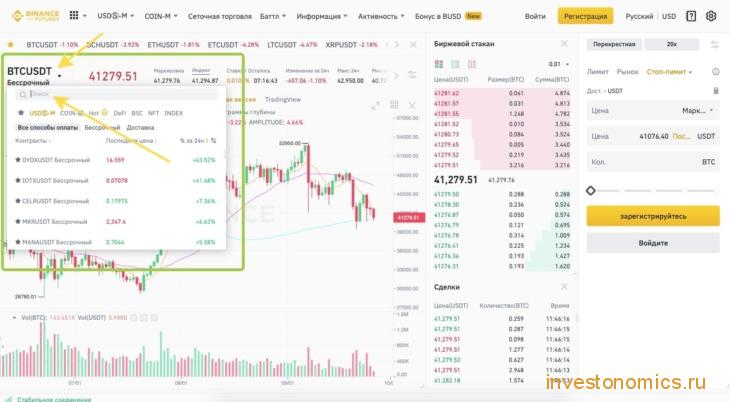 Выбор пары для торговли на Binance Futures