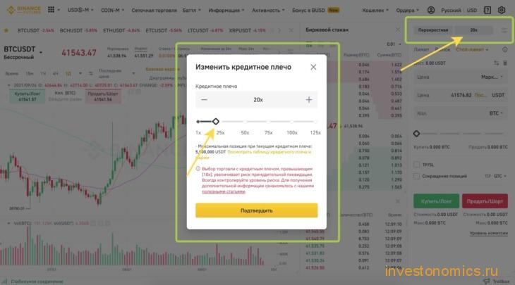 Как выбрать кредитное плечо на Binance Futures