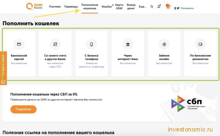 Способы пополнения QIWI-кошелька