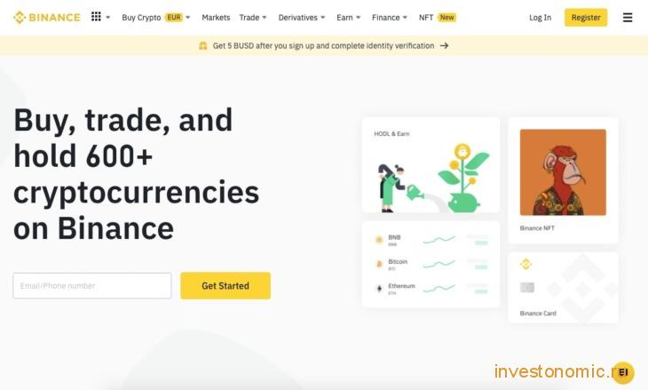 Главная страница биржи Binance