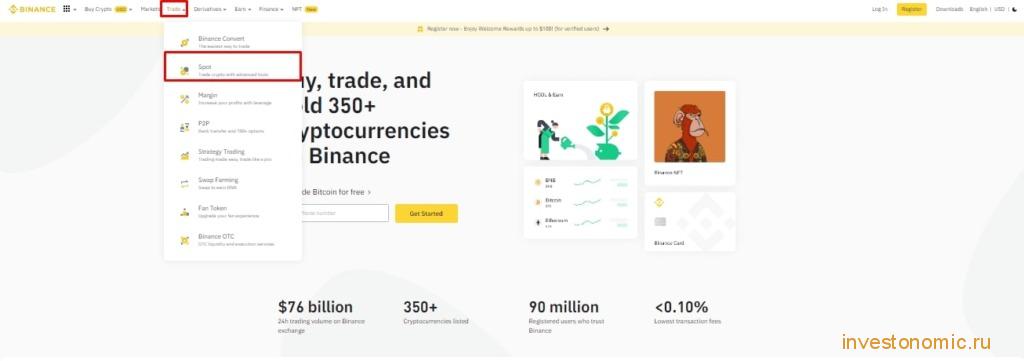 Торговля на спотовом рынке Binance