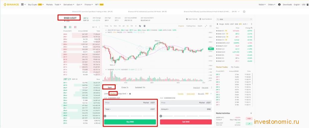 Покупка BNB на Бинансе