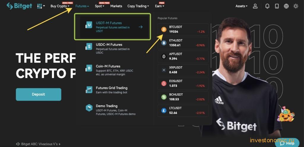 Торговля USDT-M фьючерсами на Bitget