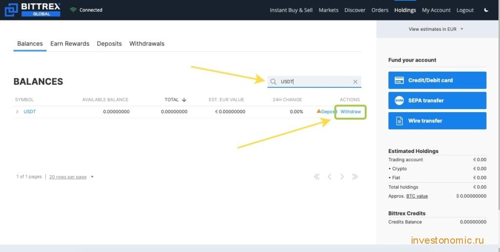 Вывод USDT