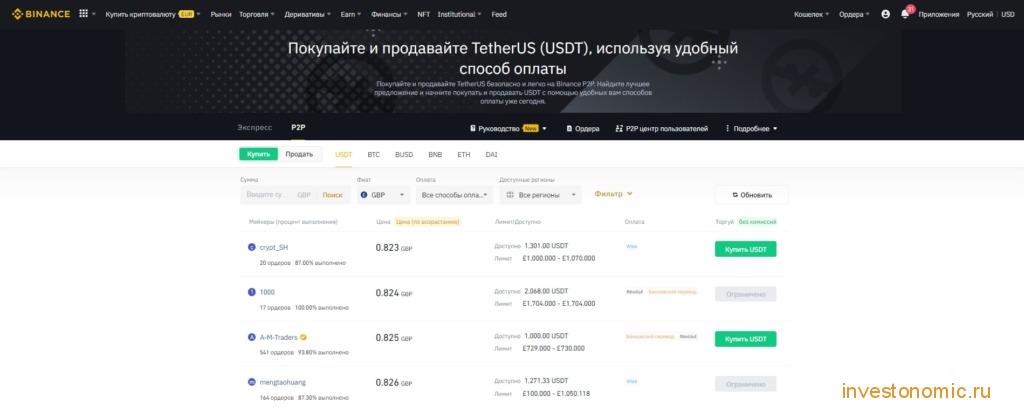 P2P-сервис Binance